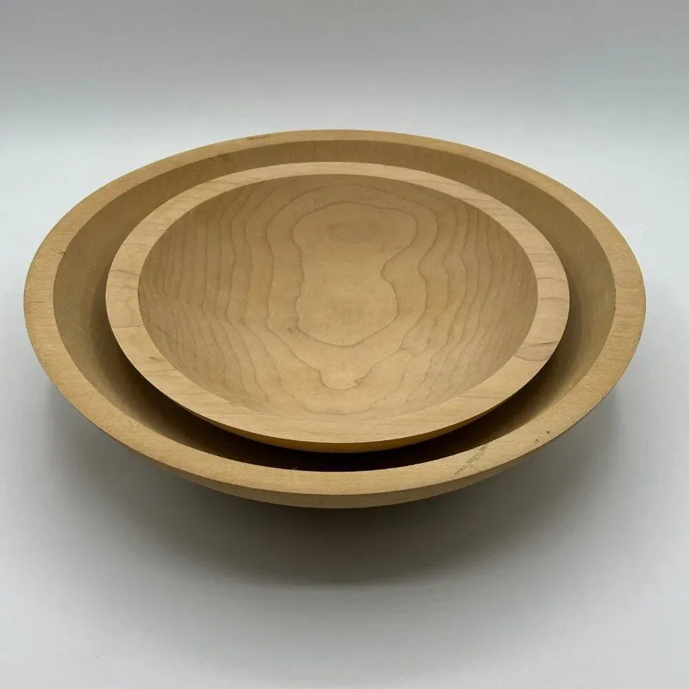 Tree Spirit Vintage Hardwood Salad Bowl Set Unfinished-2 Bowls